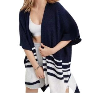 Aerie Blue and White Striped Cardigan/Shawl
